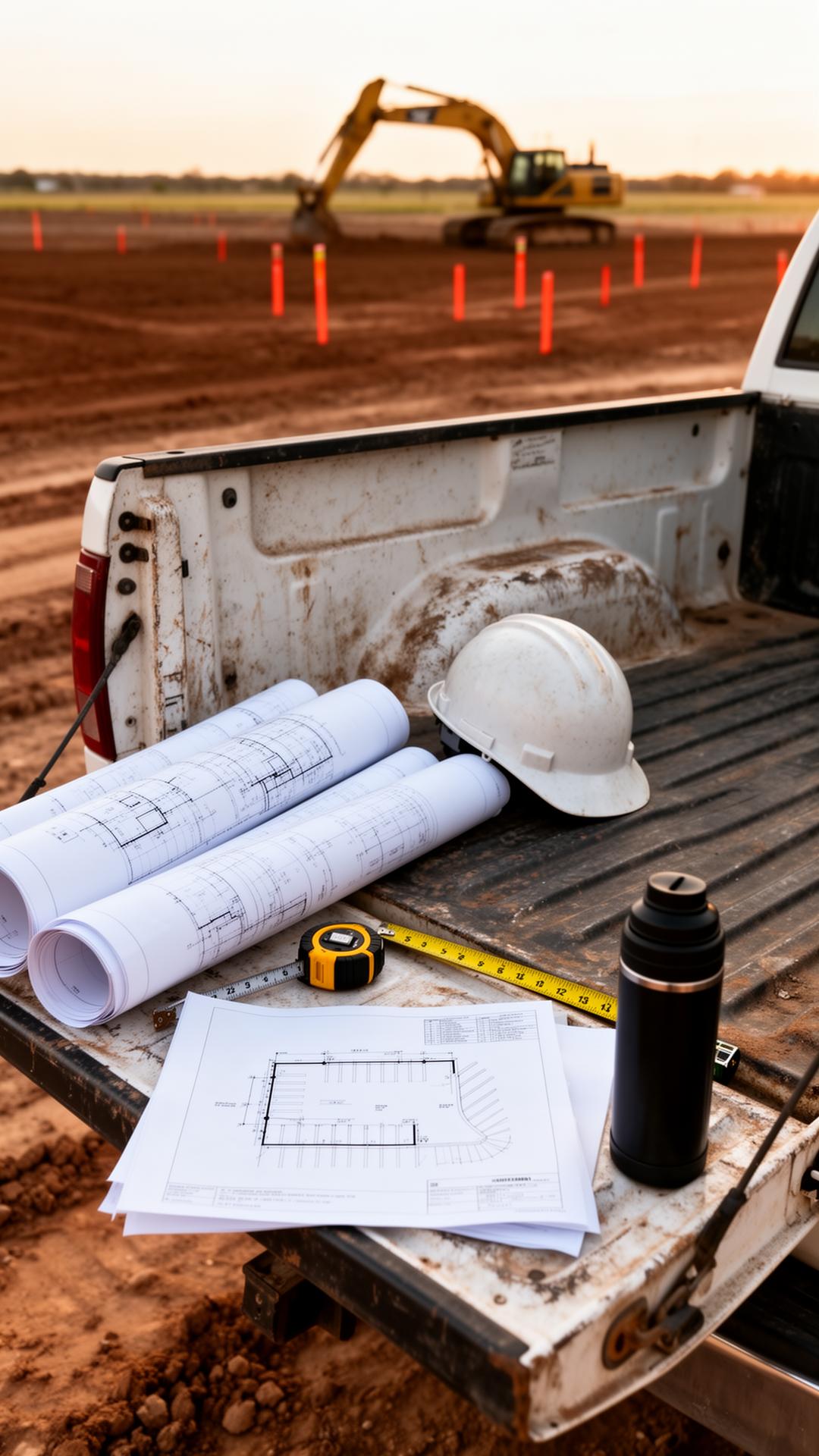 Superintendent reviewing site plans on a North Texas commercial jobsite